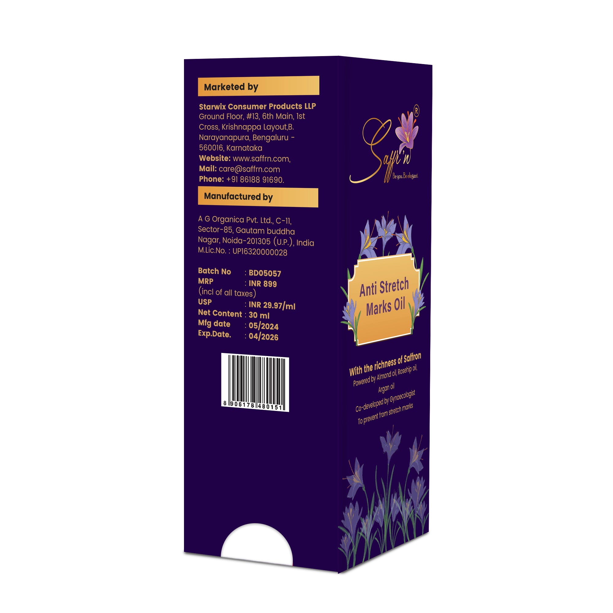 Saffr'n Anti Stretch Mark Oil
