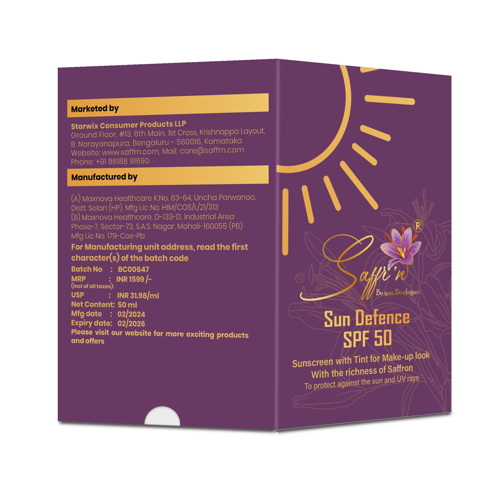 Saffr'n Sun Defence SPF 50